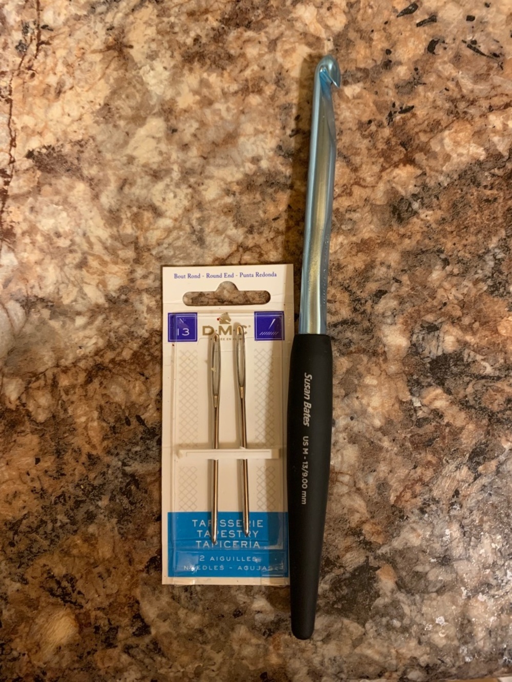 Crochet hook and tapestry needles